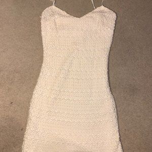Floral Lace White Contour Form Fitting Dress